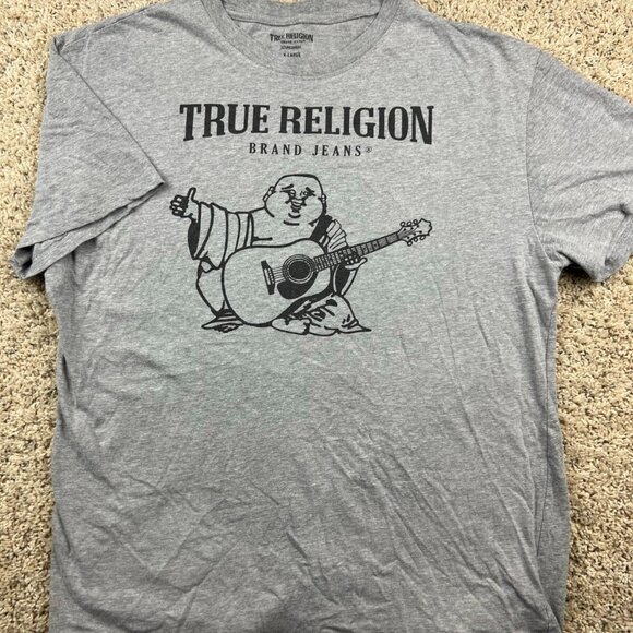 TRUE RELIGION LOUNGEWEAR BUDDHA GRAY T-SHIRT SIZE XL Cotton Poly Casual - Picture 1 of 6